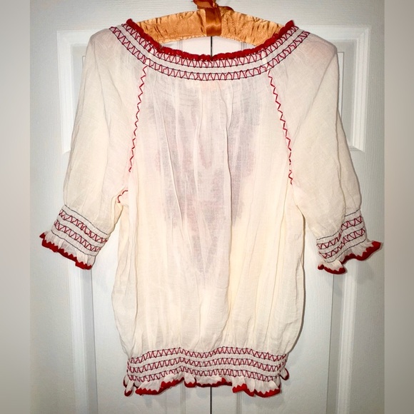 Tory Burch Blouse Mari Top Off/On Shoulder Floral Boho Peasant Sz XS EUC - Picture 2 of 11